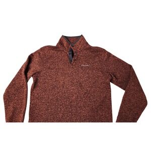 Eddie Bauer Men's Heathered Burnt Orange Fleece Quarter Buttonup Pullover Size L